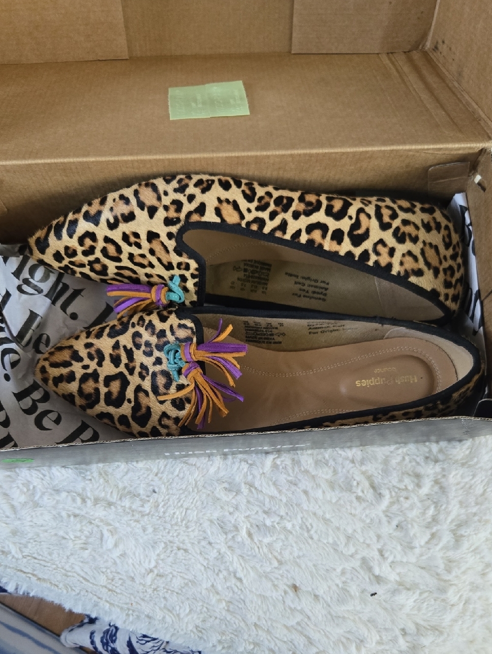 Hush Puppies Women's Leopard Tassel Loafers - Tan/Black - Picture 3 of 7